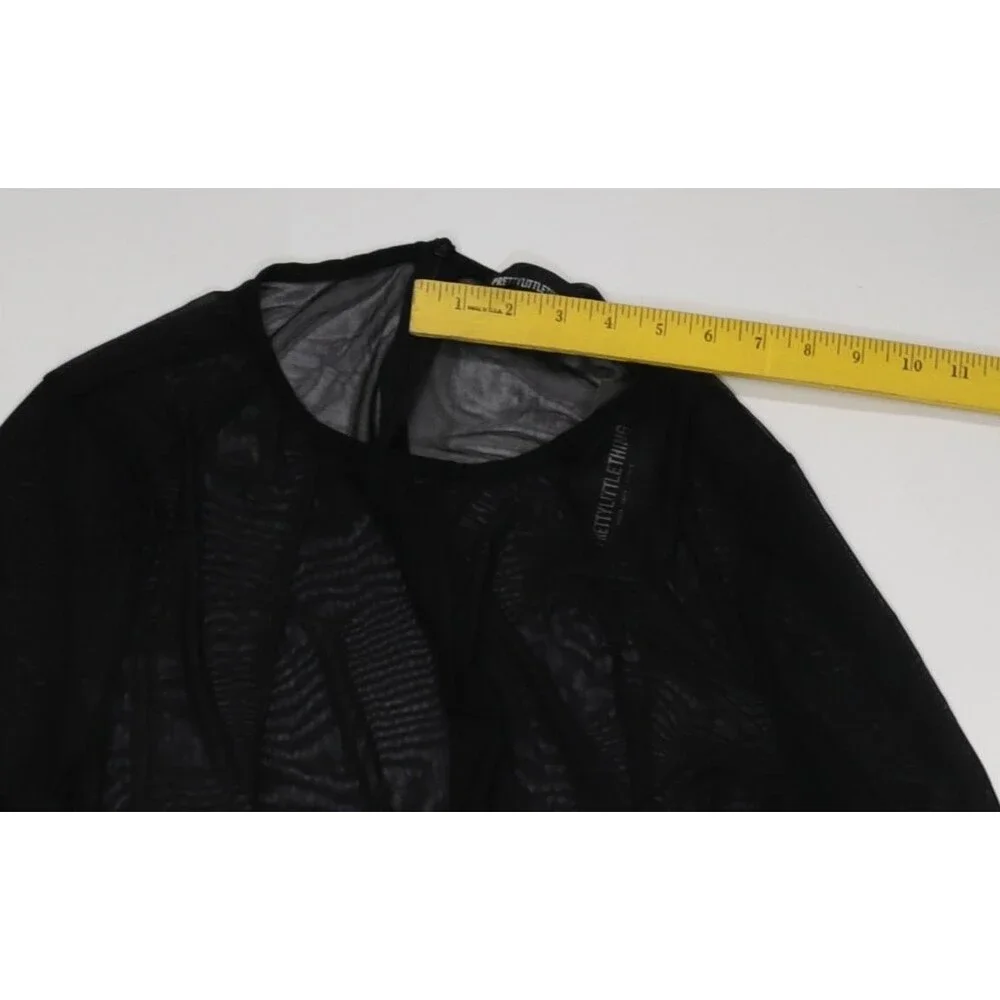 PRETTYLITTLETHING Catsuit Womens 16 Plus Black Sheer Animal Print Long Sleeve - Picture 4 of 10
